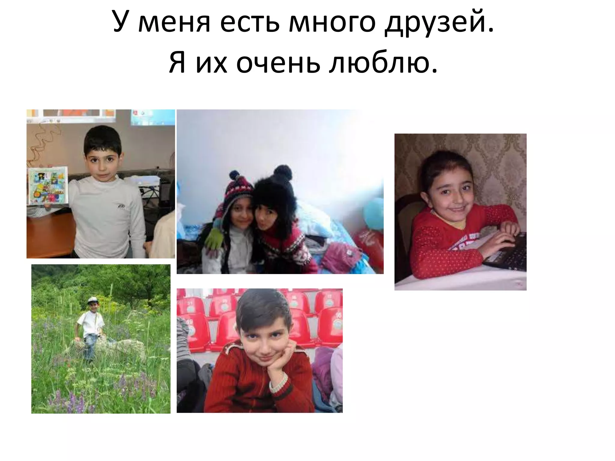 У меня есть много друзей.
Я их очень люблю.