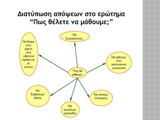 7
Διατύπωση απόψεων στο ερώτημα
“Πως θέλετε να μάθουμε;”
 