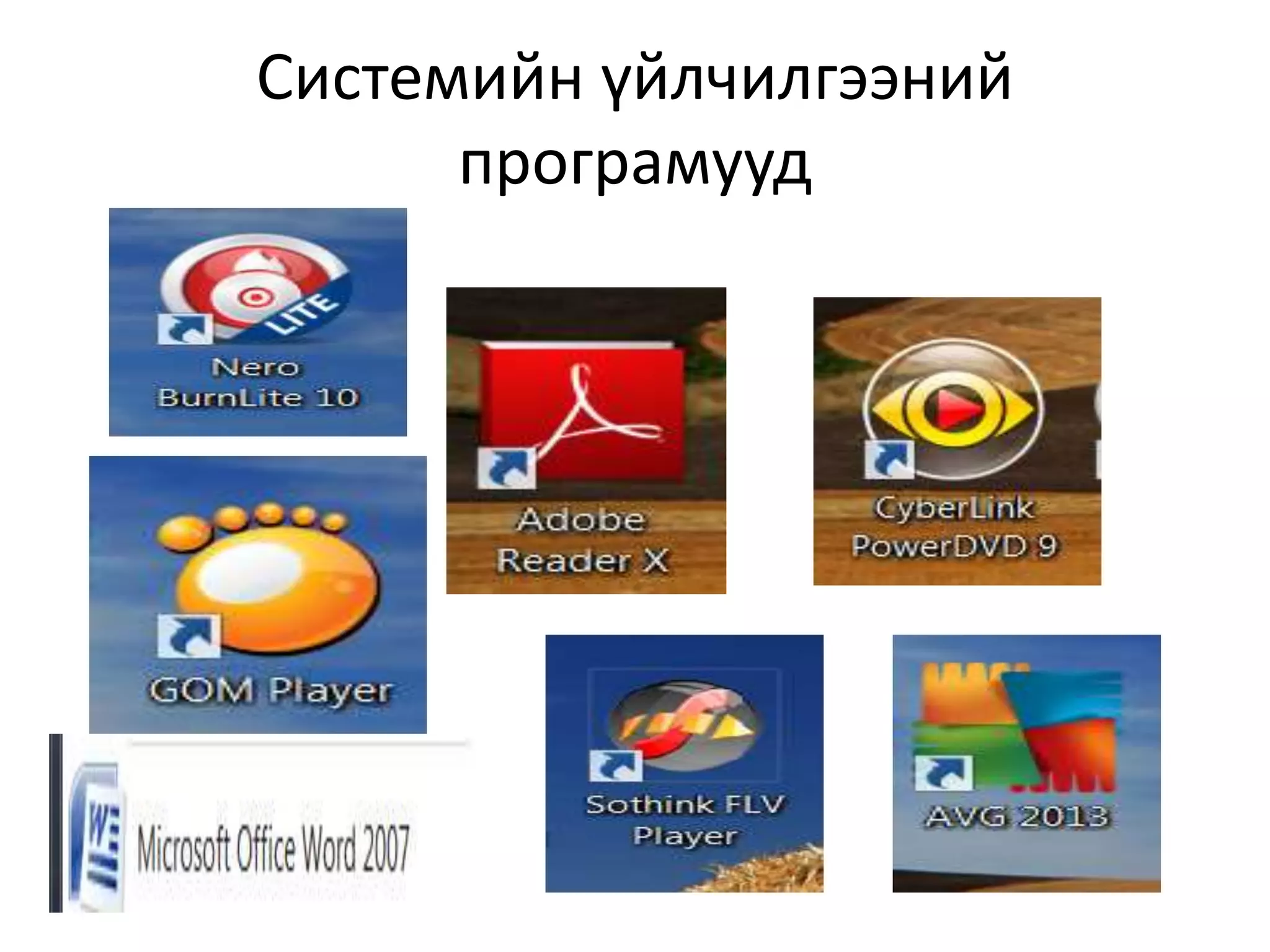 Системийн үйлчилгээний
програмууд
 
