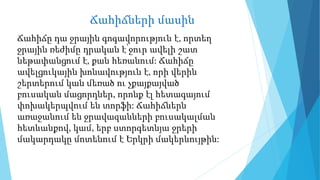 Ճահիճների մասին
Ճահիճը դա ջրային գոգավորություն է, որտեղ
ջրային ռեժիմը դրական է՝ջուր ավելի շատ
նեթափանցում է, քան հեռանում: Ճահիճը
ավելցուկային խոնավություն է, որի վերին
շերտերում կան մեռած ու չքայքայված
բուսական մացորդներ, որոնք էլ հետագայում
փոխակերպվում են տորֆի: Ճահիճներն
առաջանում են ջրավազանների բուսակալման
հետևանքով, կամ, երբ ստորգետնյա ջրերի
մակարդակը մոտենում է Երկրի մակերևույթին:
 