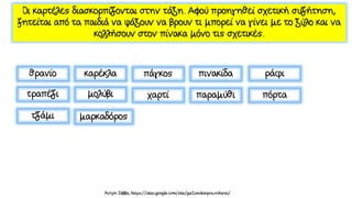 το δέντρο που έδινε, καρτέλες και φύλλα εργασίας