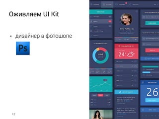 Оживляем UI Kit
• дизайнер в фотошопе
12
 