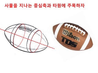 사물을 지나는 중심축과 타원에 주목하자
 