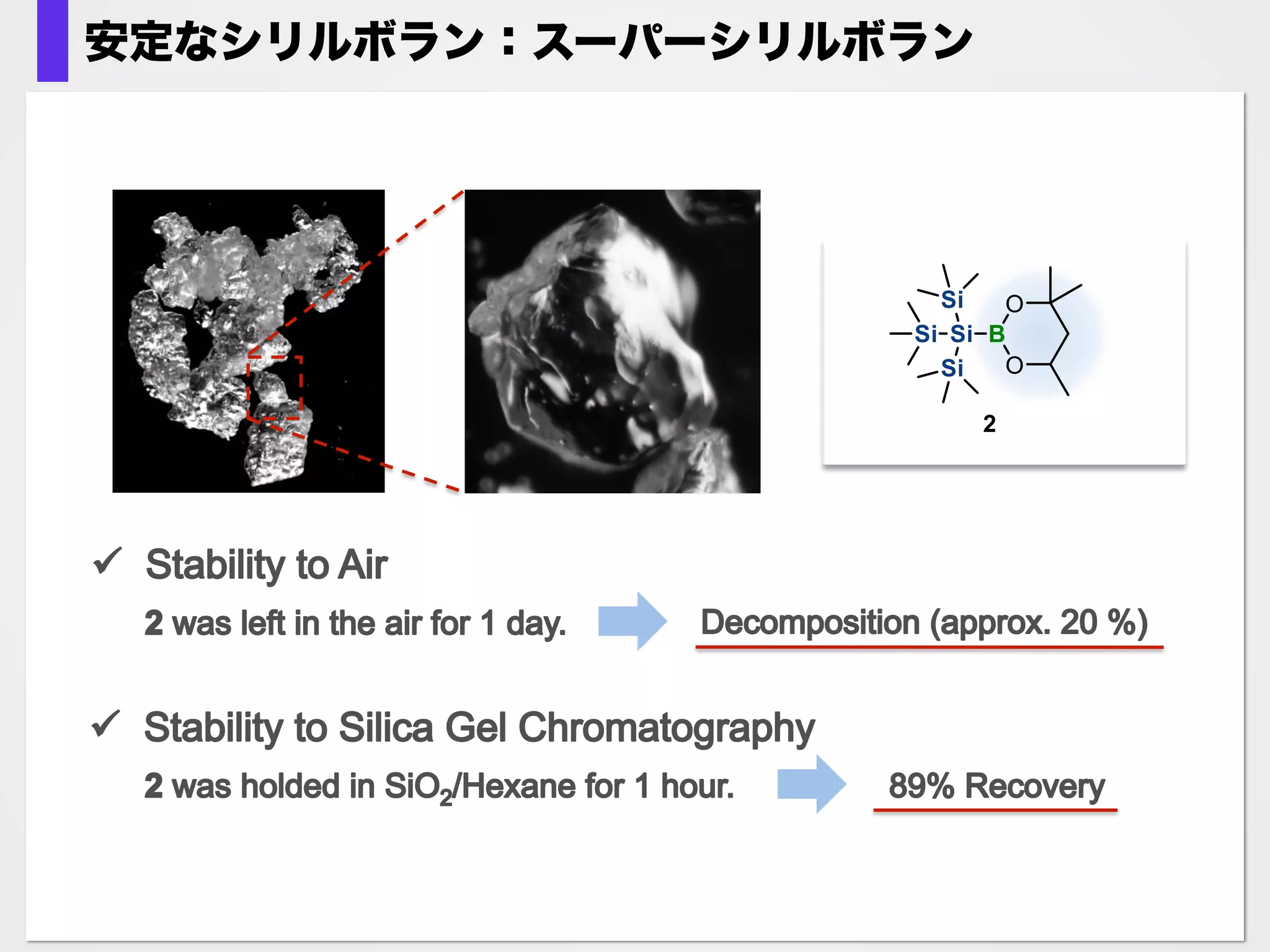 ホウ素化で同等以上の性能
 