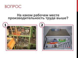 ВОПРОС
На каком рабочем месте
производительность труда выше?
1 2
 