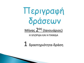 Περιγραφή
δράσεων
Μήνας 2ος (Ιανουάριος)
Η ΧΛΩΡΙΔΑ ΚΑΙ Η ΠΑΝΙΔΑ
1 δραστηριότητα-δράση
 