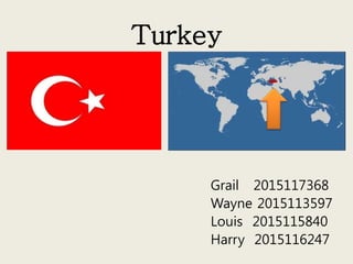 Turkey
Grail 2015117368
Wayne 2015113597
Louis 2015115840
Harry 2015116247
 