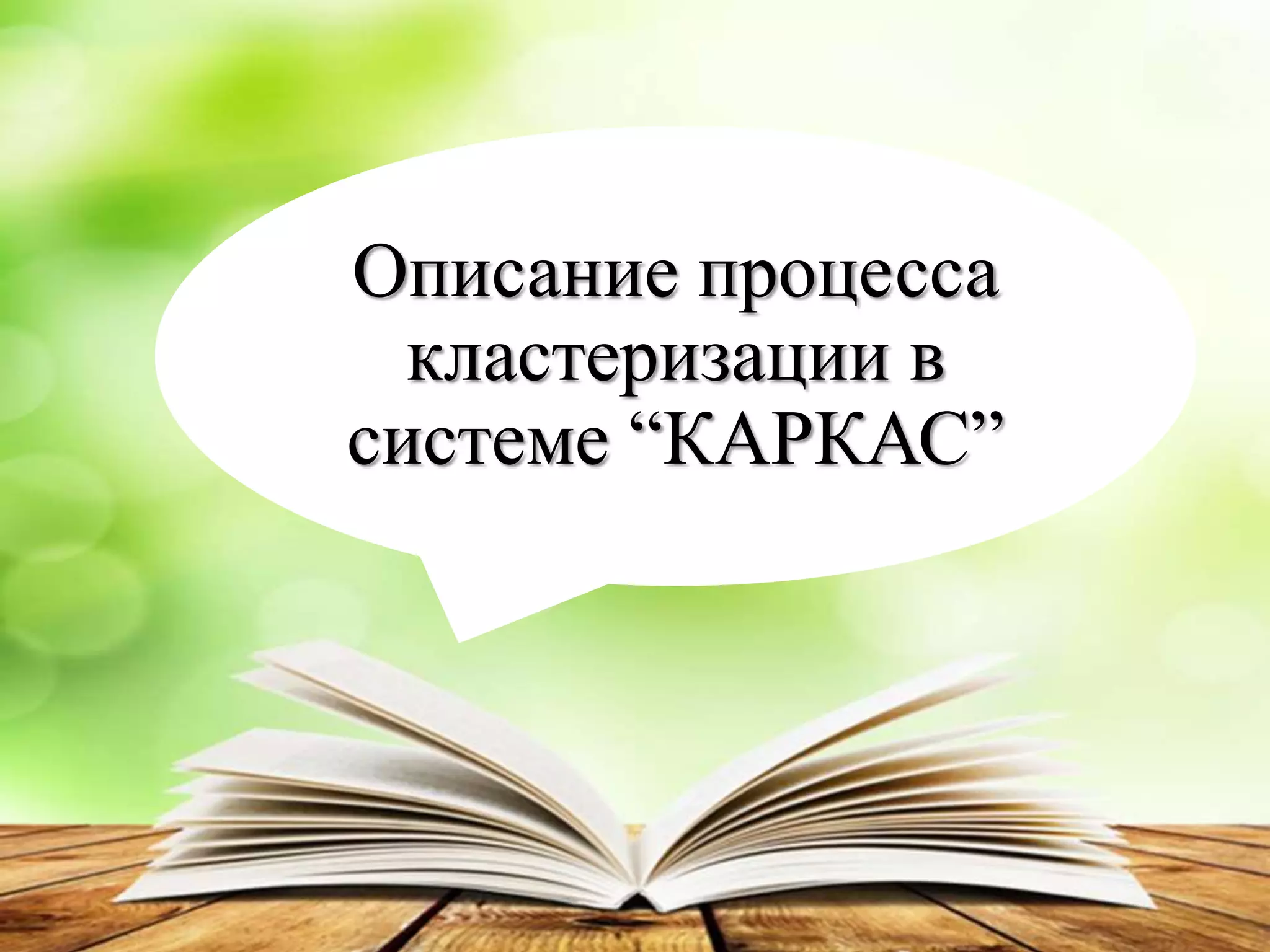 Описание процесса
кластеризации в
системе “КАРКАС”
 