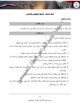 ____________________________________________________________________________
51
‫المجتمعي‬ ‫الحوار‬ ‫ألغراض‬ ‫أولية‬ ‫مسودة‬
‫والتأةيب‬ ‫الوظيفي‬ ‫الوسلوك‬ : ‫الوسابع‬ ‫الباب‬
 