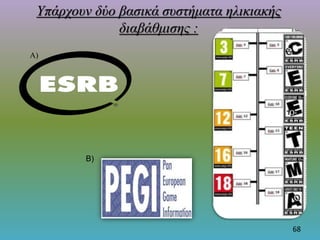 Υπάρχουν δύο βασικά συστήματα ηλικιακής
διαβάθμισης :
68
Α)
Β)
 