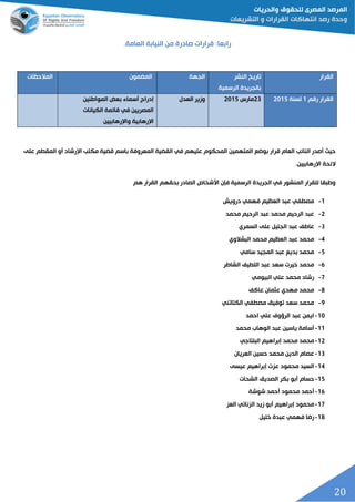 القرارات و التشريعات منذ 30 يونيو 2013 وحتي نهاية مايو 2015