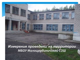 Измерения проведены на территории
МБОУ Малощербиничской СОШ
 