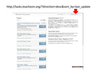 http://tasks.teachosm.org/?direction=desc&sort_by=last_update
 