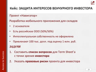 19	
  
Типовая	
  структура	
  сделки	
  
Access	
  to	
  Success	
  	
  
 