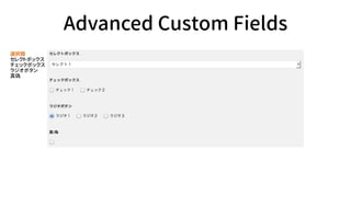 Advanced Custom Fields
ե`ɲ
xk֫
쥯ȥܥå
åܥå
饸ܥ

 