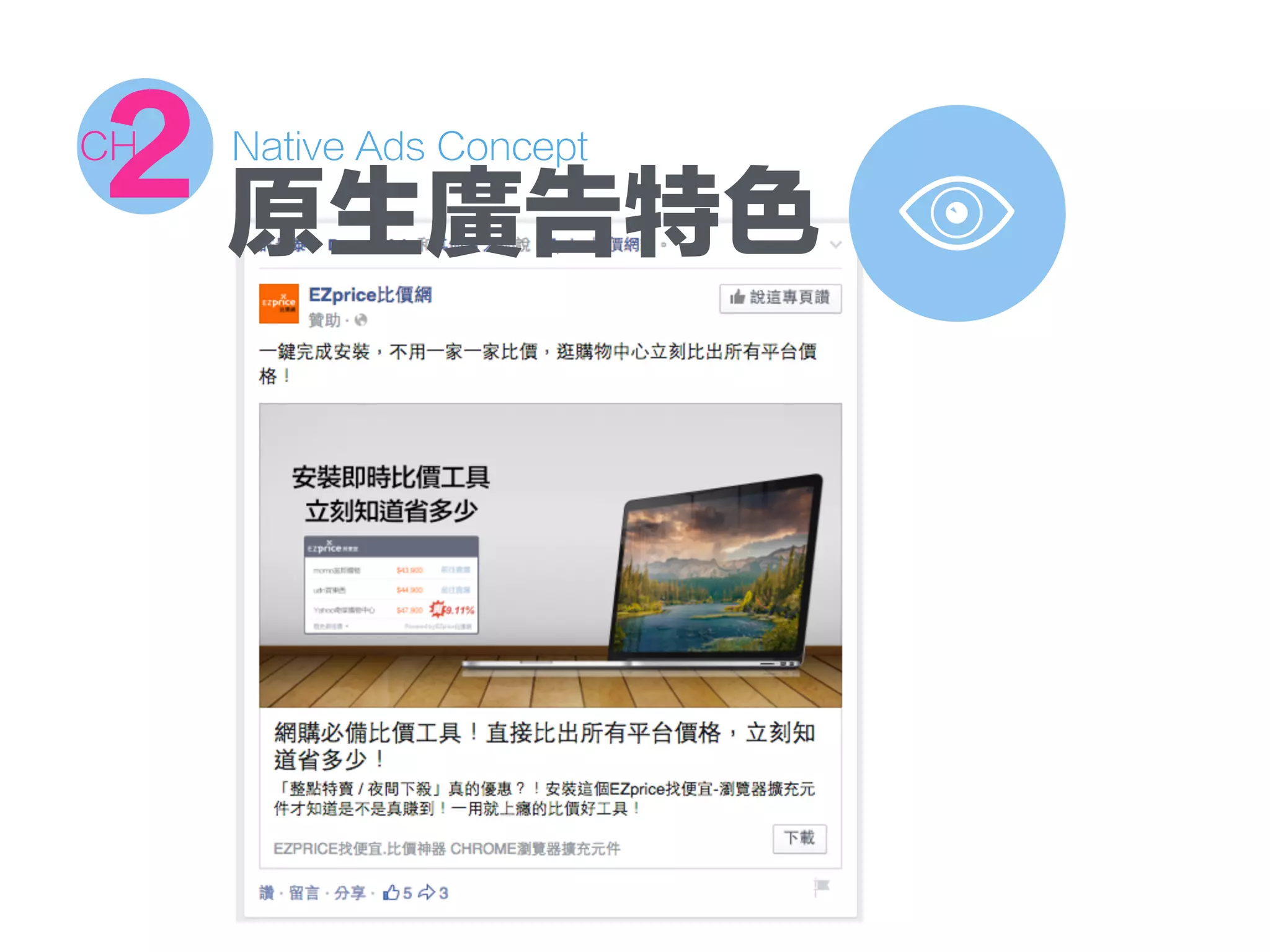Native Ads Concept
2CH
原生廣告特色
 