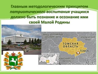Главным методологическим принципом
патриотического воспитания учащихся
должно быть познание и осознание ими
своей Малой Родины
 