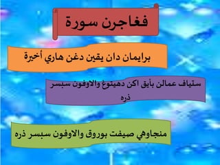 ‫ة‬‫ر‬‫سو‬ ‫ن‬‫فغاجر‬
‫ي‬‫هار‬‫دغن‬‫يقين‬ ‫دان‬‫برايمان‬‫أخرية‬
‫سبسر‬ ‫ن‬‫واالوفو‬ ‫دهيتوغ‬‫اكن‬ ‫بأيق‬ ‫عمالن‬ ‫ستياف‬
‫ه‬‫ر‬‫ذ‬
‫ه‬‫ر‬‫ذ‬ ‫سبسر‬ ‫ن‬‫واالوفو‬ ‫ق‬‫و‬‫ر‬‫بو‬‫صيفت‬ ‫منجاوهي‬
 