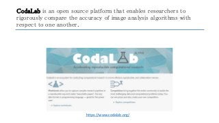 CodaLab is an open source platform that enables researchers to
rigorously compare the accuracy of image analysis algorithms with
respect to one another.
https://www.codalab.org/
 