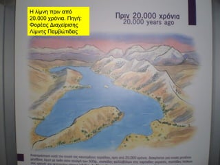 Η λίμνη πριν από
20.000 χρόνια. Πηγή:
Φορέας Διαχείρισης
Λίμνης Παμβώτιδας
 