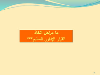 ‫اتخاذ‬ ‫احل‬‫ر‬‫م‬ ‫ما‬
‫السليم؟؟؟‬ ‫ي‬‫اإلدار‬ ‫ار‬‫ر‬‫الق‬
20
 
