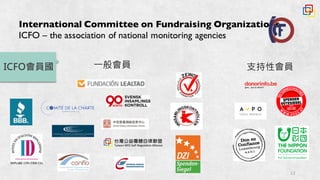 12
International Committee on Fundraising Organizations
ICFO – the association of national monitoring agencies
ICFO會員國 支持性會員一般會員
 