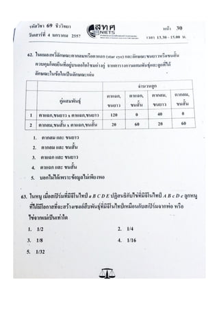 ข้อสอบ 7 วิชาสามัญ ชีวะ