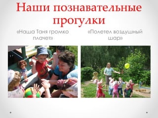 Наши познавательные
прогулки
«Наша Таня громко
плачет»
«Полетел воздушный
шар»
 