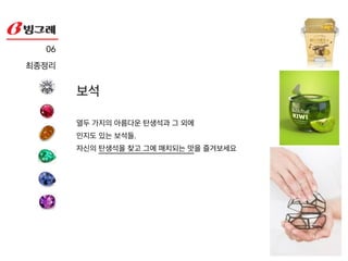 ‘작은 사치’에 잘맞는 나비와 꽃
!
-아름다움과 사치스러움의 극치 나비와 꽃
-화려한 패키지와 호화로운 재료 (재료와 패키지)
-아름다운 패키지를 버리지 않고 보관하고싶도록 제작
-새로운 종류, 개념의 요거트 디저트를 제시
05_3!
키워드 
꽃과 나비
 