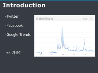 Introduction
-Twitter
-Facebook
-Google Trends
=> 예측?
 