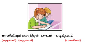 ோலினியும்சுவாதியும் பாடம் படித்தனர்.
(எழுவாய்) (எழுவாய்) (பயனிலல)
 