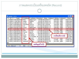 ภาพแสดงระเบียนหรือเรคอร์ด (Record)
 