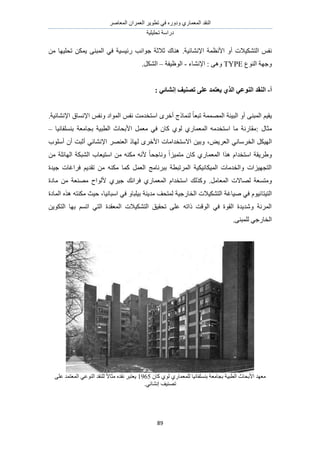 َٛ‫حُٔؼخ‬ ٕ‫حُؼَٔح‬ َ٣ٞ‫طط‬ ٢‫ك‬ ٍٙٝ‫ٝى‬ ١ٍ‫حُٔؼٔخ‬ ‫حُ٘وي‬
‫طلِ٤ِ٤ش‬ ‫ىٍحٓش‬
89
‫ح‬ ْ‫ٗل‬‫حإلٗ٘خث٤ش‬ ‫حألٗظٔش‬ ٝ‫أ‬ ‫ُظٌ٘٤الص‬.ٖٓ ‫طلِ٤ٜخ‬ ٌٖٔ٣ ٠٘‫حُٔز‬ ٢‫ك‬ ‫ٍث٤ٔ٤ش‬ ‫ؿٞحٗذ‬ ‫ػالػش‬ ‫ٛ٘خى‬
‫حُ٘ٞع‬ ‫ٝؿٜش‬TYPE: ٠ٛٝ‫حإلٗ٘خء‬-‫حُٞظ٤لش‬–ٌَُ٘‫ح‬.
‫أ‬-: ٙ‫ئَشبئ‬ ‫رصُٛف‬ ٗ‫ػه‬ ‫ٚؼزًس‬ ٘‫انص‬ ٙ‫انُٕػ‬ ‫انُمس‬
٣‫ٗل‬ ‫حٓظويٓض‬ َٟ‫أه‬ ‫ُ٘ٔخًؽ‬ ً‫خ‬‫طزؼ‬ ‫حُٜٔٔٔش‬ ‫حُز٤جش‬ ٝ‫أ‬ ٠٘‫حُٔز‬ ْ٤‫و‬‫حإلٗ٘خث٤ش‬ ‫حإلٗٔخم‬ ْ‫ٝٗل‬ ‫حُٔٞحى‬ ْ.
ٍ‫ٓؼخ‬:ٕ‫ًخ‬ ١ُٞ ١ٍ‫حُٔؼٔخ‬ ٚٓ‫حٓظوي‬ ‫ٓخ‬ ‫ٓوخٍٗش‬‫رِ٘ٔلخٗ٤خ‬ ‫رـخٓؼش‬ ‫حُطز٤ش‬ ‫حألرلخع‬ َٔ‫ٓؼ‬ ٢‫ك‬–
ٌَ٤ُٜ‫ح‬٢ٗ‫حُوَٓخ‬ٞ٣َ‫حُؼ‬،‫أِٓٞد‬ ٕ‫أ‬ ‫أػزض‬ ٢‫حإلٗ٘خث‬ َٜ٘‫حُؼ‬ ً‫ُٜخ‬ َٟ‫حأله‬ ‫حالٓظويحٓخص‬ ٖ٤‫ٝر‬
ٖٓ ‫حُٜخثِش‬ ‫حُ٘زٌش‬ ‫حٓظ٤ؼخد‬ ٖٓ ٌٚ٘ٓ ٚٗ‫أل‬ ً‫خ‬‫ٝٗخؿل‬ ً‫ح‬ِ٤ٔ‫ٓظ‬ ٕ‫ًخ‬ ١ٍ‫حُٔؼٔخ‬ ‫ٌٛح‬ ّ‫حٓظويح‬ ‫ٝ١َ٣وش‬
َ‫ك‬ ْ٣‫طوي‬ ٖٓ ٌٚ٘ٓ ‫ًٔخ‬ َٔ‫حُؼ‬ ‫رزَٗخٓؾ‬ ‫حَُٔطزطش‬ ‫حُٔ٤ٌخٗ٤ٌ٤ش‬ ‫ٝحُويٓخص‬ ‫حُظـٜ٤ِحص‬‫ؿ٤يس‬ ‫حؿخص‬
َٓ‫حُٔؼخ‬ ‫ُٜخالص‬ ‫ٝٓظٔؼش‬.‫ٓخىس‬ ٖٓ ‫ٜٓ٘ؼش‬ ‫ألُٞحف‬ ١َ٤‫ؿ‬ ‫كَحٗي‬ ١ٍ‫حُٔؼٔخ‬ ّ‫حٓظويح‬ ‫ًٌُٝي‬
‫حُظ٤ظخ‬‫حُٔخىس‬ ٌٙٛ ٚ‫ٌٓ٘ظ‬ ‫ك٤غ‬ ،‫حٓزخٗ٤خ‬ ٢‫ك‬ ٝ‫ر٤ِزخ‬ ‫ٓي٣٘ش‬ ‫ُٔظلق‬ ‫حُوخٍؿ٤ش‬ ‫حُظٌ٘٤الص‬ ‫ٛ٤خؿش‬ ٢‫ك‬ ّٞ٤ٗ
ٖ٣ٌٞ‫حُظ‬ ‫رٜخ‬ ْٔ‫حط‬ ٢‫حُظ‬ ‫حُٔؼويس‬ ‫حُظٌ٘٤الص‬ ‫طلو٤ن‬ ٠ِ‫ػ‬ ٚ‫ًحط‬ ‫حُٞهض‬ ٢‫ك‬ ‫حُوٞس‬ ‫ٝٗي٣يس‬ ‫حَُٔٗش‬
.٠٘‫ُِٔز‬ ٢‫حُوخٍؿ‬
‫حُطز٤ش‬ ‫حألرلخع‬ ‫ٓؼٜي‬‫رِ٘ٔلخٗ٤خ‬ ‫رـخٓؼش‬ٕ‫ًخ‬ ١ُٞ ١ٍ‫ُِٔؼٔخ‬1965‫ٗوي‬ َ‫٣ؼظز‬٠ِ‫ػ‬ ‫حُٔؼظٔي‬ ٢‫حُ٘ٞػ‬ ‫ُِ٘وي‬ ً‫ال‬‫ٓؼخ‬ ٙ
.٢‫اٗ٘خث‬ ‫طٜ٘٤ق‬
 