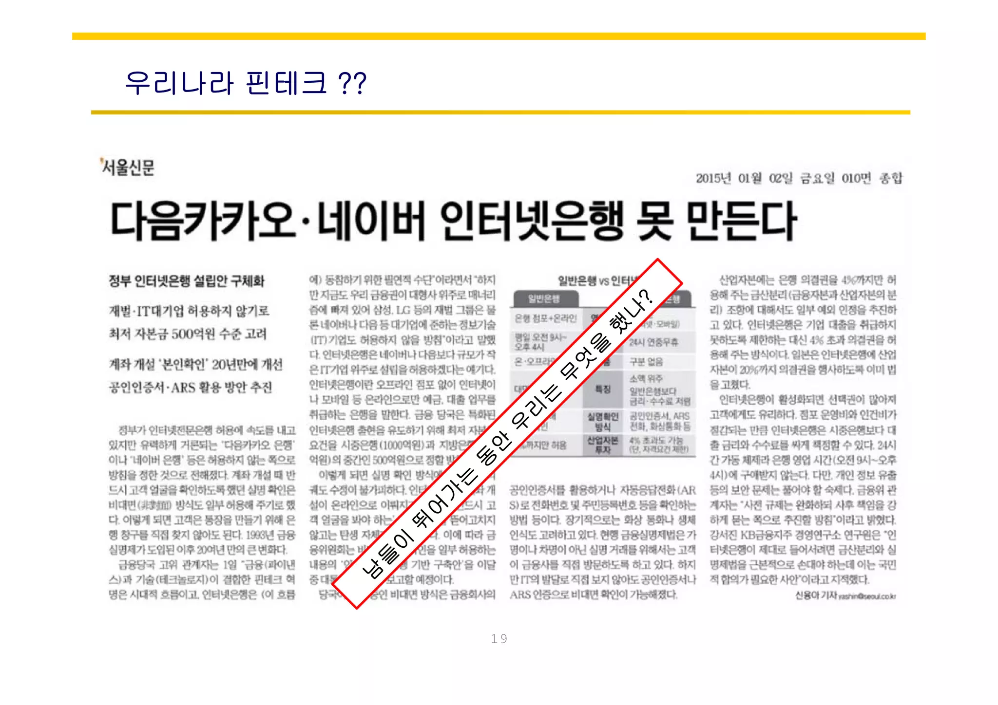 우리나라 핀테크 ??
19
 