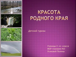 Детский туризм
Ученицы 2 «А» класса
МОУ гимназии №3
Усиковой Полины
 