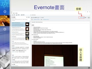 Evernote畫面
20
提醒
插
入
多
媒
體
 