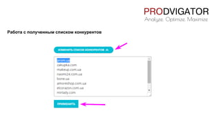 Работа с полученным списком конкурентов
 