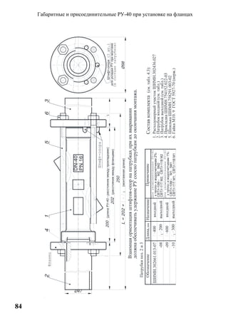 84
Габаритные и присоединительные РУ-40 при установке на фланцах
1.РасходомерныйучастокШИМН.302436.027
2.Патрубоквходной(см.табл.)
3.Патрубоквыходной(см.табл.)
4.ПрокладкаШИМН.754152.022-03
Составкомплекта(см.табл.4.3):
Взаимнаяориентацияштифтов-опорнапатрубкахприихвваривании
должнаобеспечиватьудержаниеРУсооснопатрубкамдоокончаниямонтажа.
5.ШпилькаШИМН.758291.003-02
6.ГайкаМ10.9ГОСТ5927-70(нерж.)
ШИМН.302661.013-07
Обозначение
выходной
выходной
входной
входной
300
600-09
-10
-08
НазначениеПримечание
400
200
Патрубкипоз.2и3
М2;5М2
СВТУ-11ТМ2;СВТУ-11ВМ2
ктепло-иводосчетчикам2%:
ДляукомплектованияРУ-40
СВТУ-10М-
М1;5М1
ктепло-иводосчетчикам1%:
СВТУ-11ТМ1;СВТУ-11ВМ1
ДляукомплектованияРУ-40
СВТУ-10М-
Длина,мм
1
1
дляукладкиРУпримонтаже
(всоставепатрубков)
Штифт-опора(3шт.)
Фланец
Штифт-опора
(длинаРУ-40-расстояниемеждупрокладками)
(расстояниемеждуфланцами)
(монтажнаядлина)
1
1
 