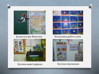 Будиночок феї Фонетики
Куточок живої природи
Колективна робота учнів
Куточок математики
 