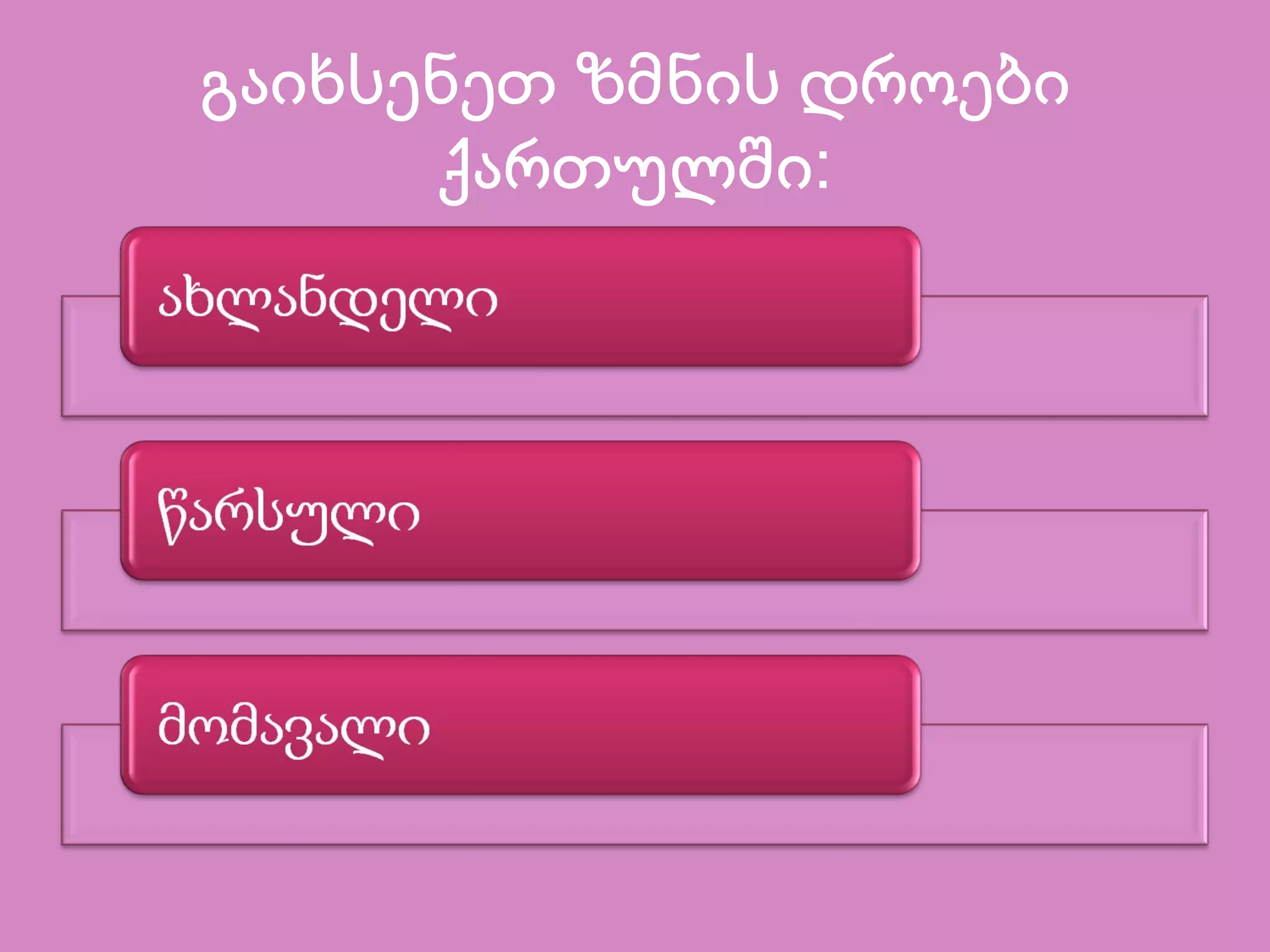 გაიხსენეთ ზმნის დროები
ქართულში:
 