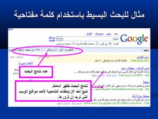 ‫مفتاحية‬ ‫كلمة‬ ‫باستخدام‬ ‫البسيط‬ ‫للبحث‬ ‫مثال‬‫مفتاحية‬ ‫كلمة‬ ‫باستخدام‬ ‫البسيط‬ ‫للبحث‬ ‫مثال‬
 
