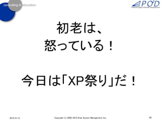 2015/9/12 14Copyright (c) 2002-2015 Eiwa System Management, Inc.
初老は、
怒っている！
今日は「XP祭り」だ！
 