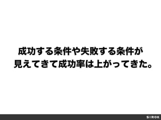 成功する条件や失敗する条件が
見えてきて成功率は上がってきた。
 