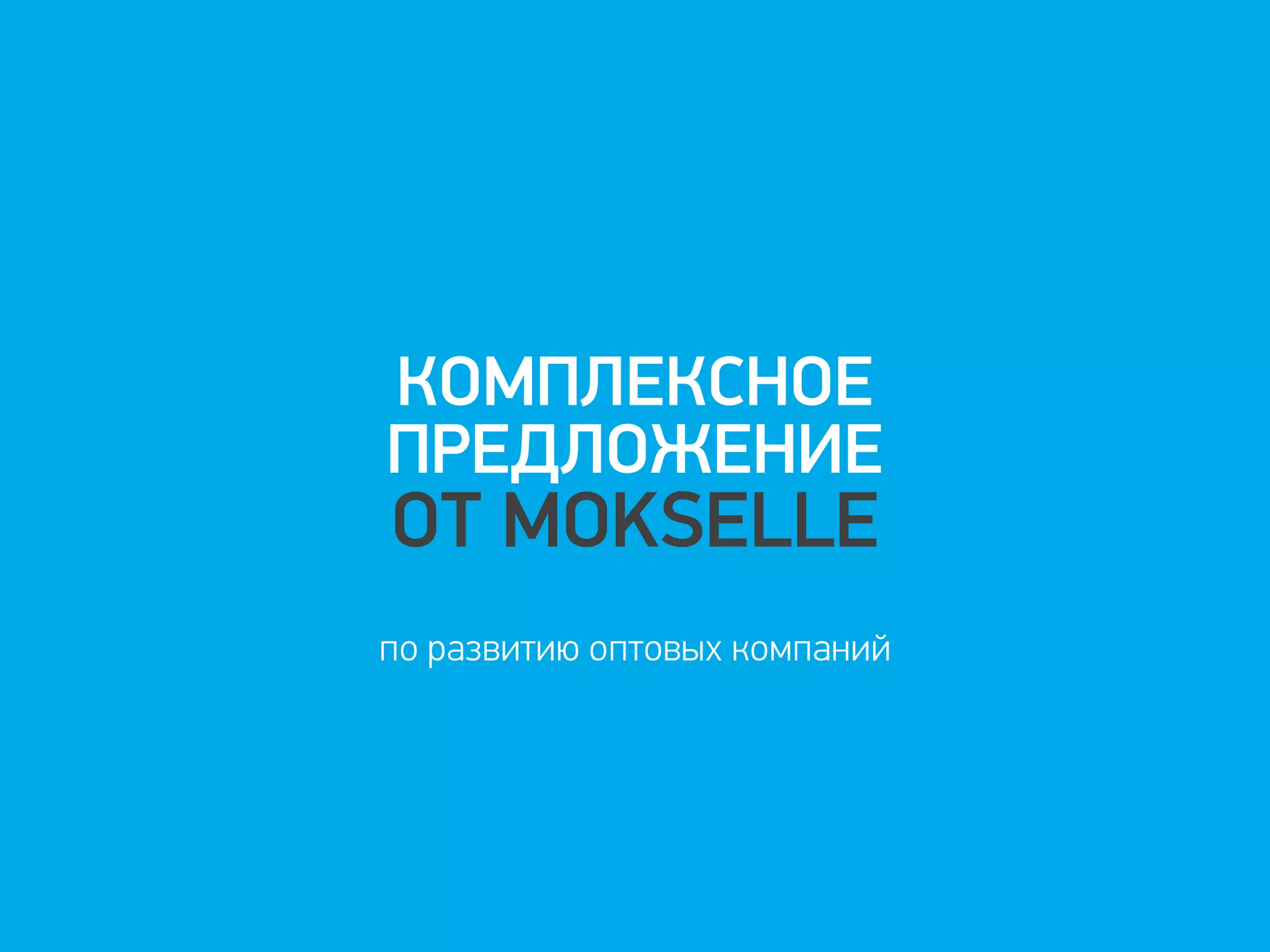 КОМПЛЕКСНОЕ
ПРЕДЛОЖЕНИЕ
ОТ MOKSELLE
по развитию оптовых компаний
 