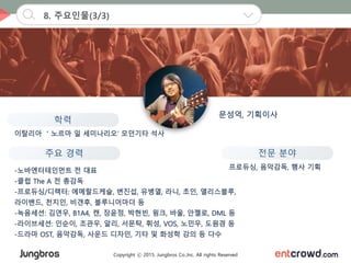 Copyright ⓒ 2015. Jungbros Co.,Inc. All rights Reserved
8. 주요인물(3/3)
학력
전문 분야주요 경력
 