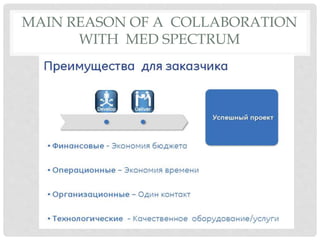 MAIN REASON OF A COLLABORATION
WITH MED SPECTRUM
 
