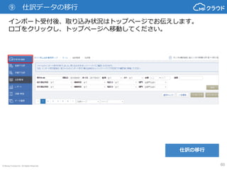 © Money Forward Inc. All Rights Reserved 60
ケース①
顧問先様がMFクラウド会計のアカウントを
お持ちでない場合 …P3~
ケース②
顧問先様がMFクラウド会計のアカウントを
既にお持ちの場合 …P62~
 