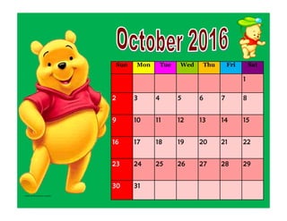 Caption describing picture or graphic.
Sun Mon Tue Wed Thu Fri Sat
1
2 3 4 5 6 7 8
9 10 11 12 13 14 15
16 17 18 19 20 21 22
23 24 25 26 27 28 29
30 31
 