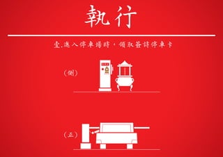 壹.進入停車場時，領取簽詩停車卡
(側)
(正)
慈護宮
執行
 