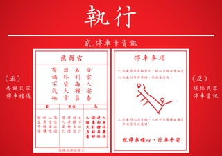 慈護宮
依媽祖娘娘指示
宜 不宜 忌
合
家
人
安
泰
名
利
兩
興
昌
出
外
皆
大
吉
有
禍
不
成
殃
舉
家
出
遊
心
情
愉
悅
秩
序
禮
讓
闔
家
平
安
足
不
出
戶
煩
躁
生
怒
停
車
無
理
傷
人
害
己
人
肉
佔
車
位
逆
向
搶
車
位
停
車
引
糾
紛
人
做
天
在
看
貳.停車卡資訊
告誡民眾
停車禮儀
(正)
執行
(反)
停車事項
一.此處停車流動量大，耐心等候必有位置
二.他處仍有停車場，供遊客使用。
三.此籤詩已過香爐，之後可至慈護宮購買
平安符裝此籤詩。
祝停車順心，行車平安
提供民眾
停車資訊
 